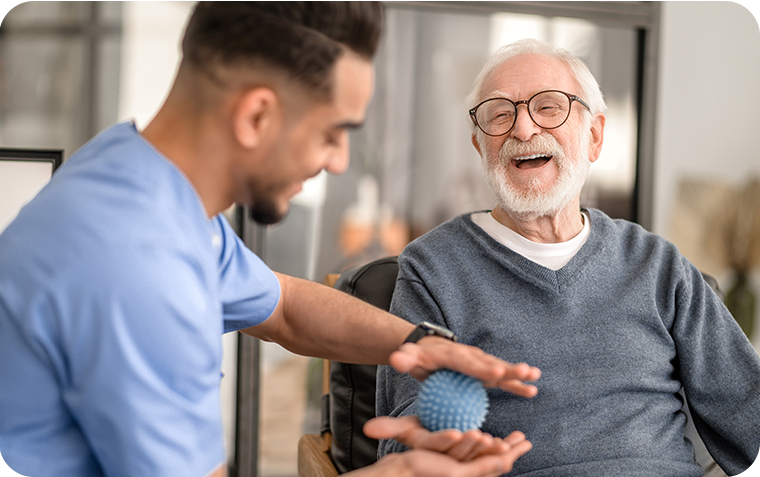 Nurse helping older man