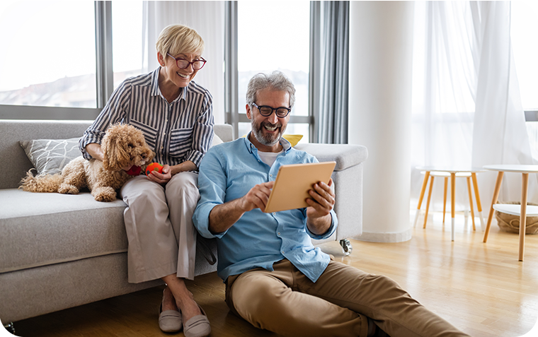 Retired couple on couch