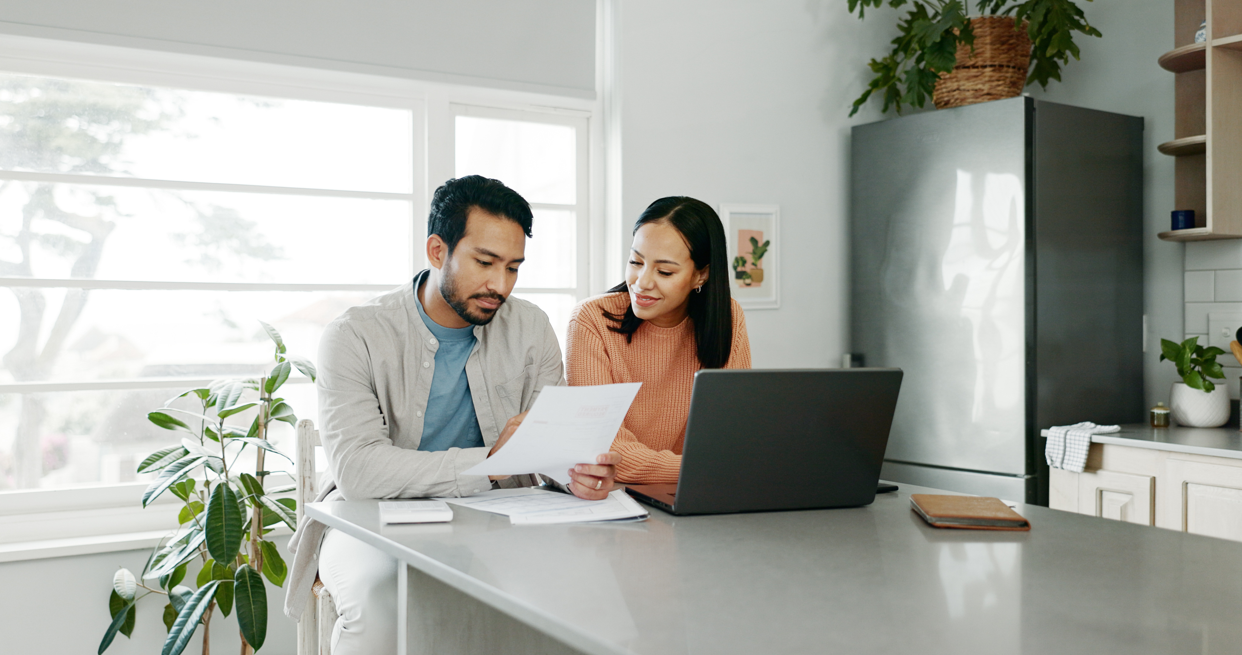 Couple reviewing documents