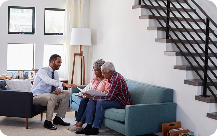 Senior couple meeting with advisor