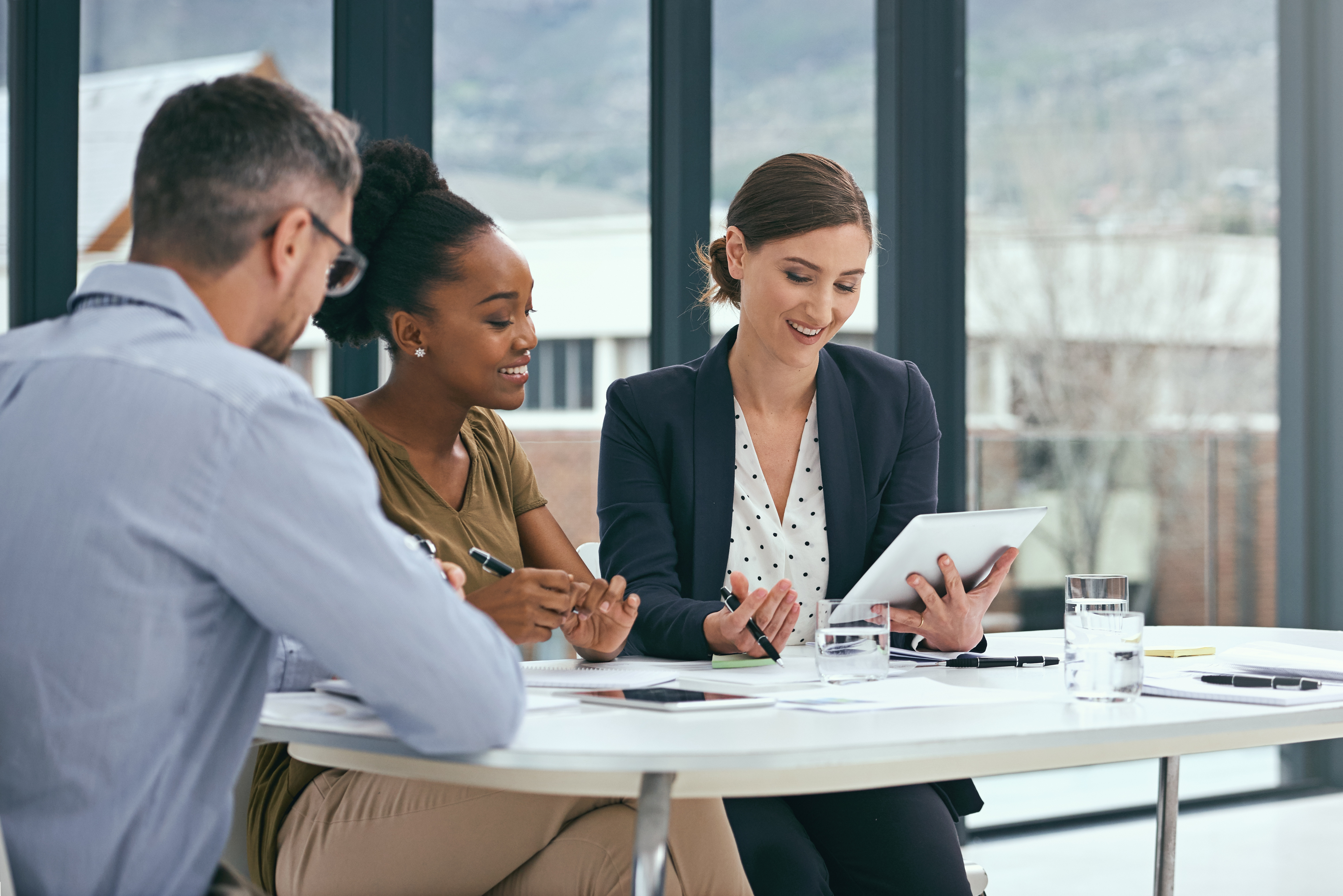 Business people in office at table
